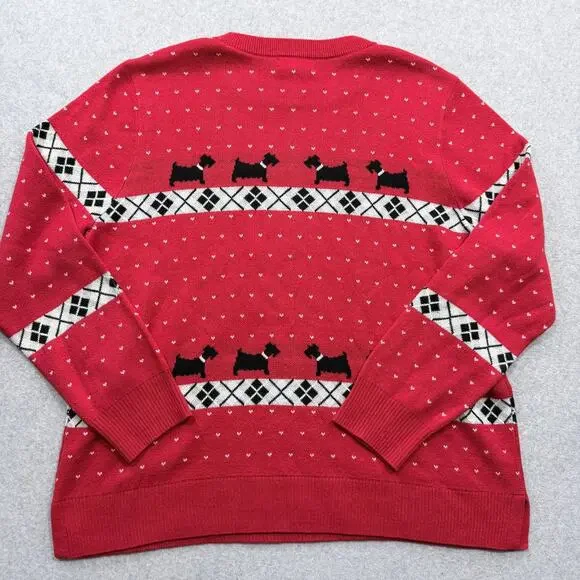 Charter Club Sweater Women's Red PXL Dog Pattern Machine Washable - Picture 2 of 14